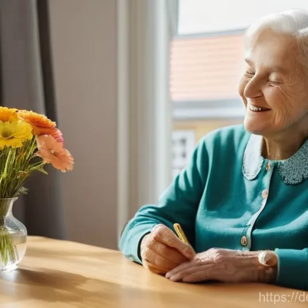 치매 요양병원 시설 수준 - **Prompt:** A heartwarming scene inside a modern, person-centered dementia care shared apartment in ...