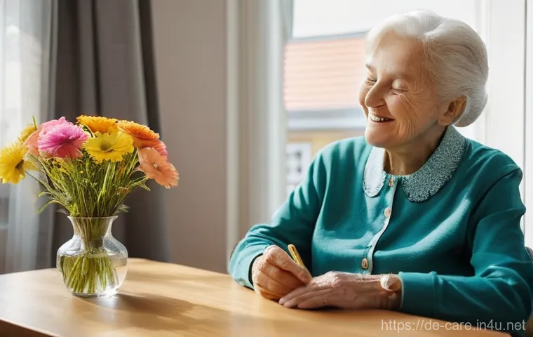 치매 요양병원 시설 수준 - **Prompt:** A heartwarming scene inside a modern, person-centered dementia care shared apartment in ...