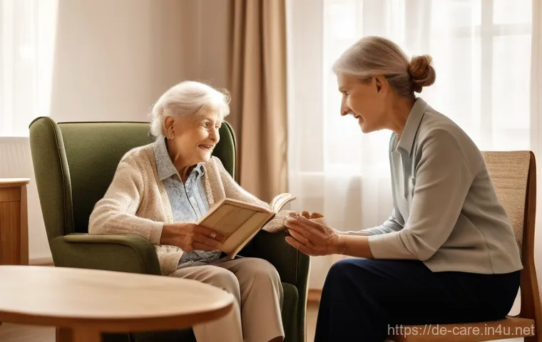 요양병원에서 관리하는 신경계 질환 - **"A heartwarming scene inside a specialized dementia living group in a modern German nursing home. ...