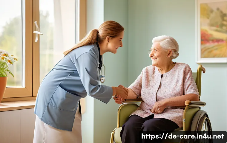 말기암 환자 요양 시설 - A warm and inviting hospice room in a modern German care facility, featuring soft natural light filt...