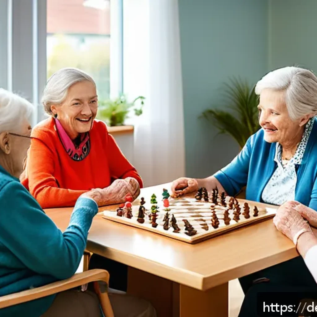 요양병원 입원 전 상담 절차 - A warm and inviting scene inside a modern German nursing home common area, featuring elderly residen...